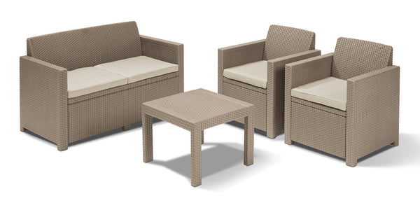 prezzo Gartengarnitur Sofa 2 Sessel und Couchtisch aus Harz Keter Alabama Lounge Cappuccino