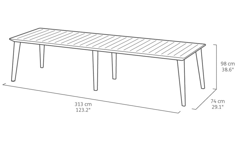 Tavolo da Giardino 313x98x74 cm in Resina Keter Lima 320 Bianco-5