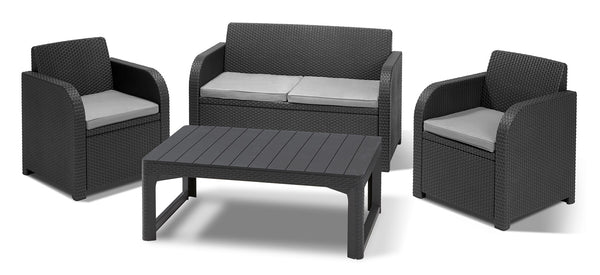 Gartengarnitur, Sofa, 2 Sessel und Couchtisch aus Keter Carolina Lounge Anthrazitharz prezzo