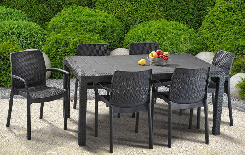 Tavolo da Giardino 160,5x94,5x74,5 cm in Resina Keter Melody Antracite-2