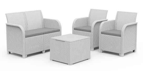 Gartengarnitur Sofa, 2 Sessel und Couchtisch aus Keter Rosalie Lounge White Resin prezzo