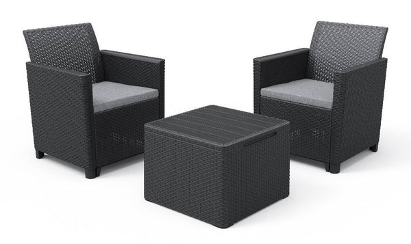 acquista Set aus Couchtisch und 2 Gartensesseln Rattan-Effekt Keter Claire Balkon Anthrazit