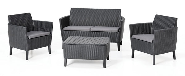 Gartengarnitur Sofa 2 Sessel und Couchtisch in Keter Salemo Lounge Anthrazit Harz sconto