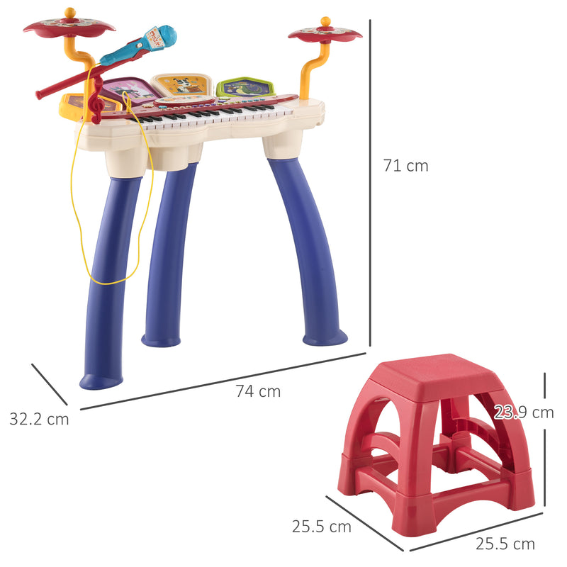 Pianola 32 Tasti  con Sgabello e Microfono Karaoke Mp3 e Registratore  Multicolore-3