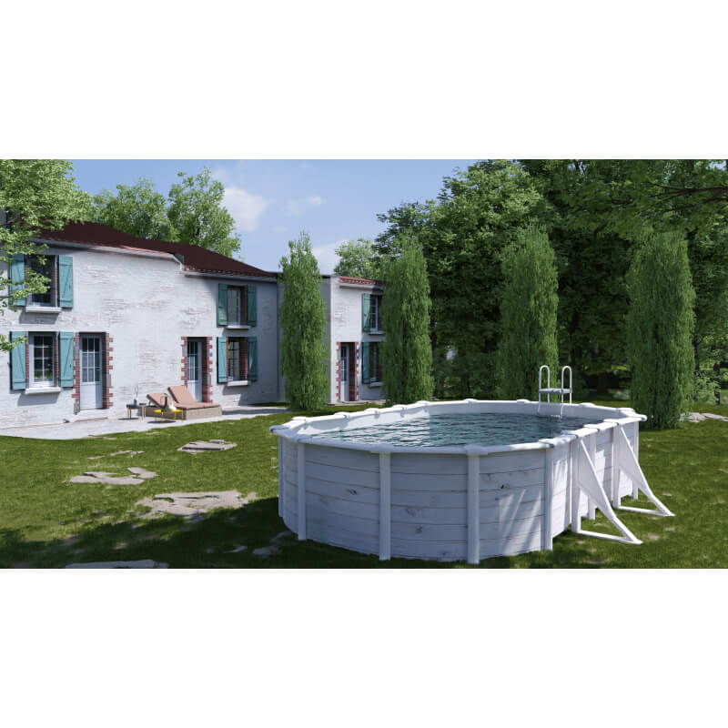 Piscina Ovale Fuori Terra 610x375xh132 cm in Acciaio e PVC Gre Groenlandia-10