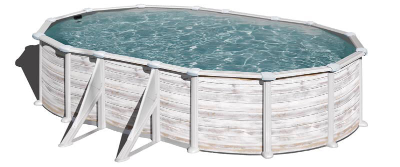 Piscina Ovale Fuori Terra 610x375xh132 cm in Acciaio e PVC Gre Groenlandia-1