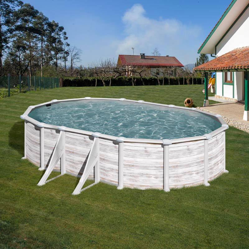 Piscina Ovale Fuori Terra 610x375xh132 cm in Acciaio e PVC Gre Groenlandia-2