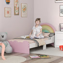 Lettino per Bambini 3-6 Anni con Sponde Laterali Anticaduta 143x74x66 cm in MDF Bianco e Rosa-2