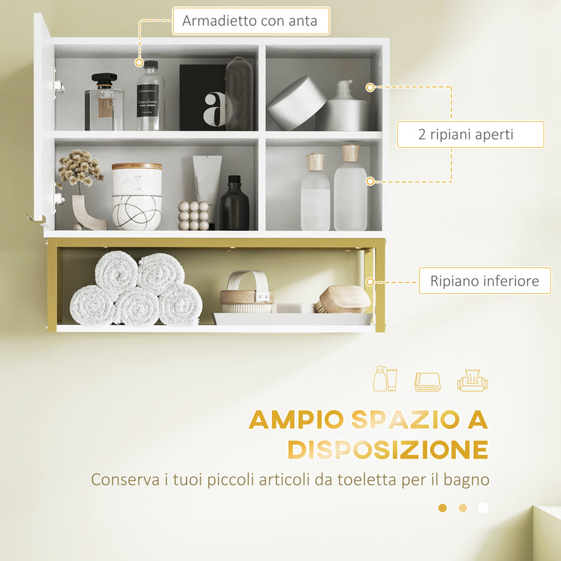 Mobiletto da Bagno 60x20x51 cm in MDF Bianco-4