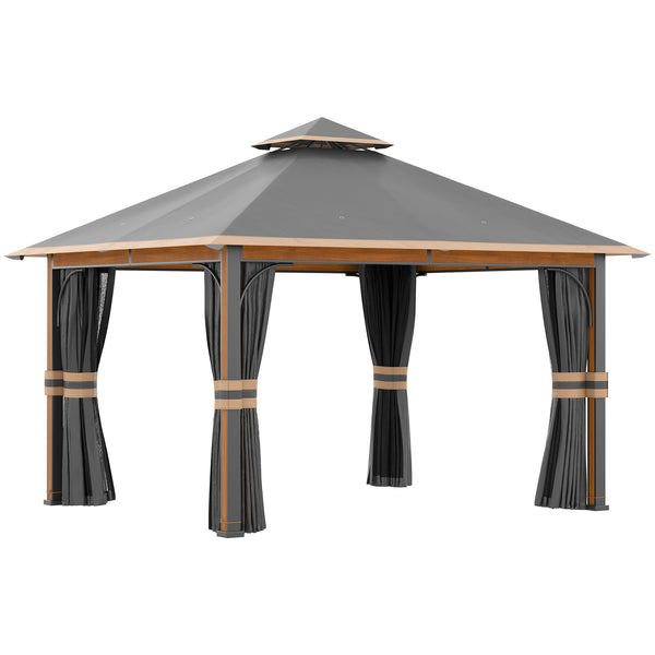 Gazebo da Giardino 3x4m con Tende e Zanzariere Grigio e Marrone acquista