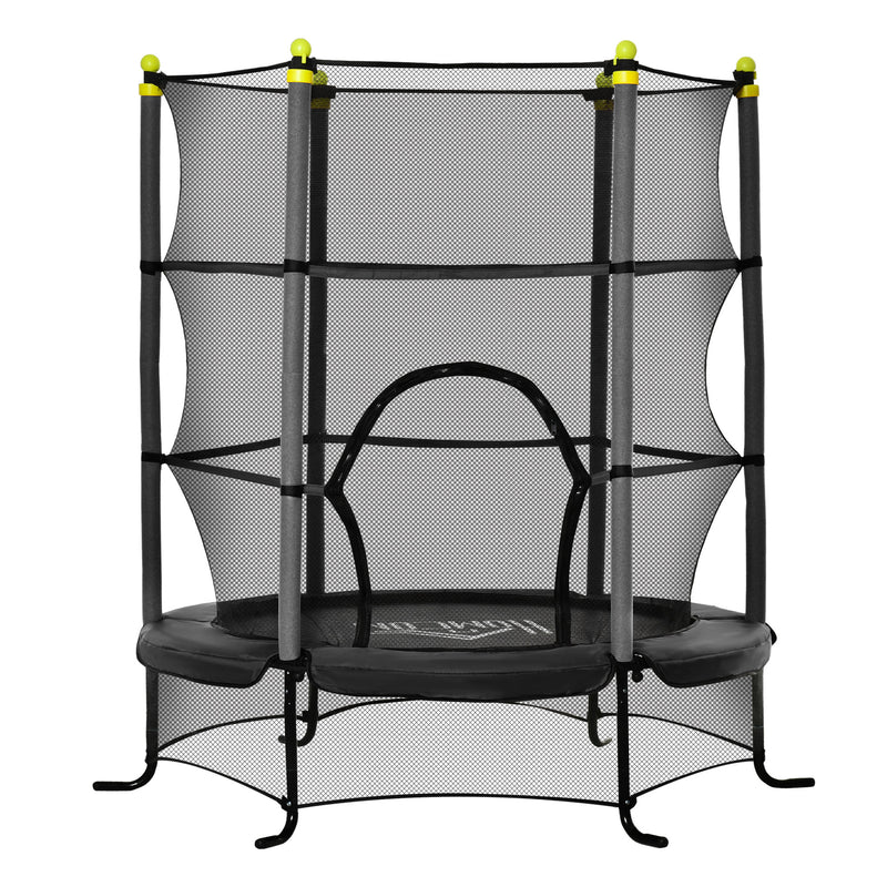 Trampolino Tappeto Elastico per Bambini 3-10 Anni con Rete e Pali Imbottiti in Acciaio Ø163x163 cm in PP e Schiuma Nero-8