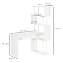 Scrivania Angolare da Ufficio 120x80x176 cm con Libreria in Truciolato Bianco-3