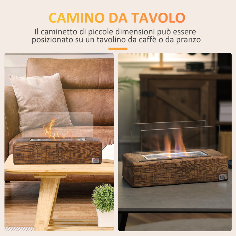 Camino a Bioetanolo da Tavolo 33x16x18 cm Serbatoio da 0.15L Legno Naturale-6