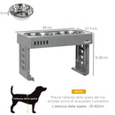 Set 2 Ciotole per Cani 1,2 Litri 44x27,7x28 cm in ABS e Acciaio Grigio-3