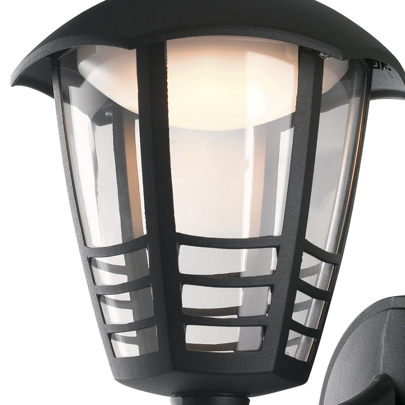 Lanterna Verso Alto con Griglia Sensore Alluminio Nero Poicarbonato Led 12 watt Luce Naturale Intec LANT-CLOE/AP1A-S-2