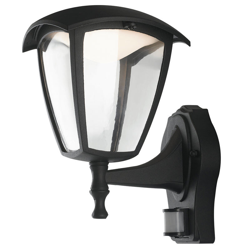 Lanterna Verso Alto Sensore di Movimento Alluminio Nero Diffusore Policarbonato Led 12 watt Luce Naturale Intec LANT-LADY/AP1A-S-1