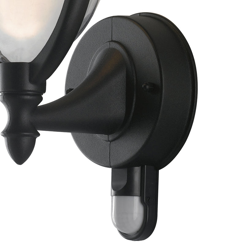 Lanterna Tonda Verso Alto Sensore Alluminio Nero Diffusore Policarbonato Led 12 watt 4000 K Intec LANT-MEGAN/AP1A-S-2