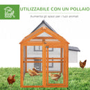 Pollaio Gabbia per Galline 140x88,5x106 cm in Legno con Rete Metallica Arancione-6