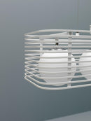 Lampada a Sospensione 25x60xH120 cm in Metallo Cage Bianco-2