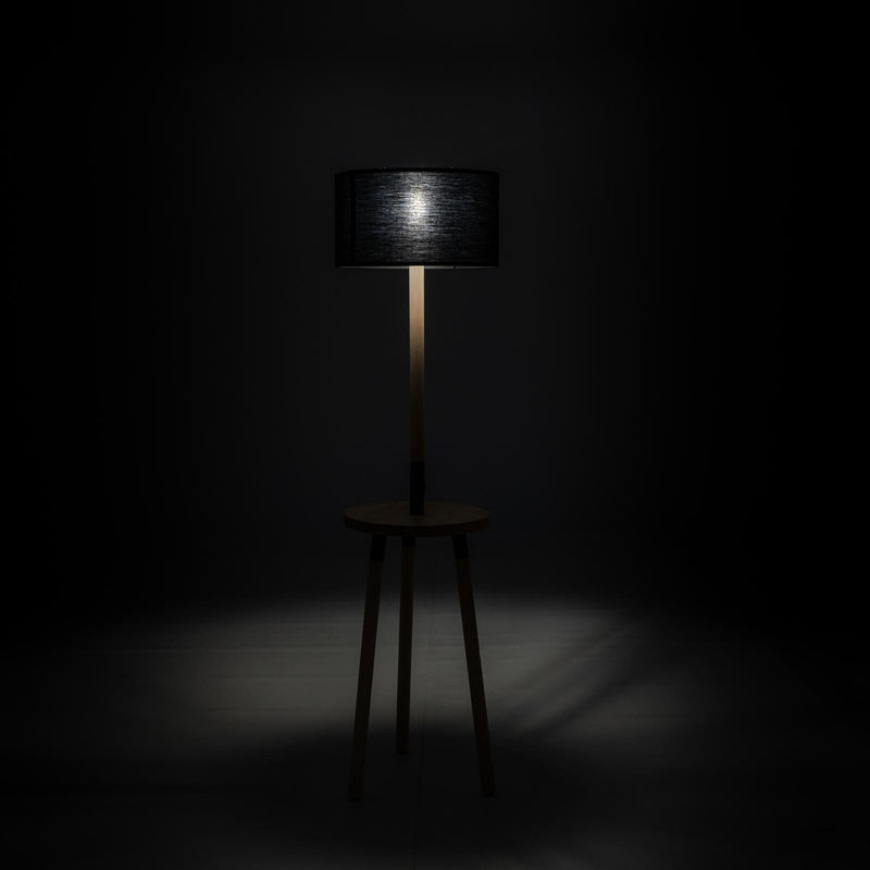 Lampada da Terra 40x40xH135 cm in Tessuto e Legno Acrux Nero-2