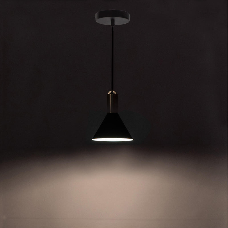 Lampada a Sospensione 16x16xH150 cm in Metallo Lince Nero-2