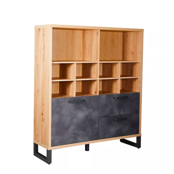 prezzo Libreria 1 Anta 2 Cassetti 131,6x35x147,2 cm in Truciolare Nobilitato Quercia e Ardesia