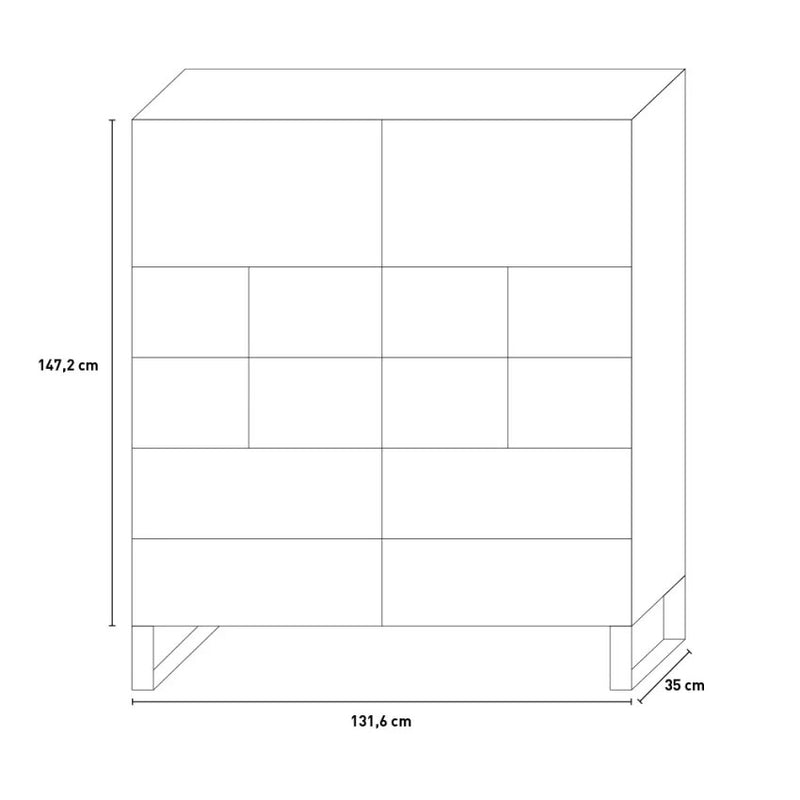 Libreria 1 Anta 2 Cassetti 131,6x35x147,2 cm in Truciolare Nobilitato Quercia e Ardesia-5