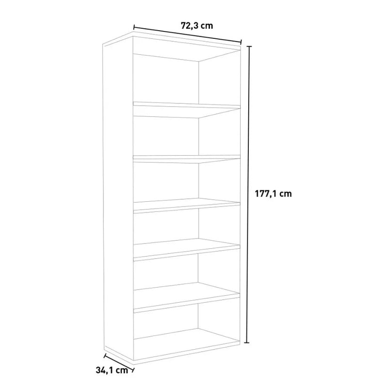 Libreria 6 Ripiani 72,3x34,1x177,1 cm in Truciolare Nobilitato Bianca-5