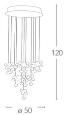 Plafoniera Fiori in Cristallo K9 Metallo Led 39 watt GU10 Luce Naturale Ambiente LED-BELEN-PL17-4