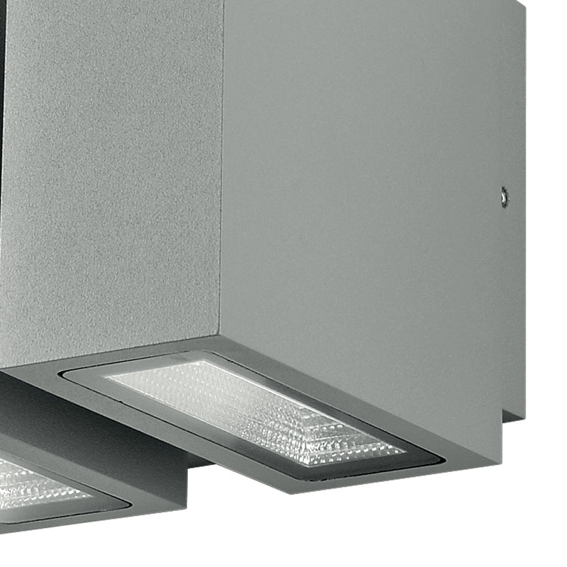 Applique Due Luci Flusso Luminoso Verso Alto e Basso Alluminio Silver Led 12 watt Luce Calda Intec LED-BETA-AP2-2