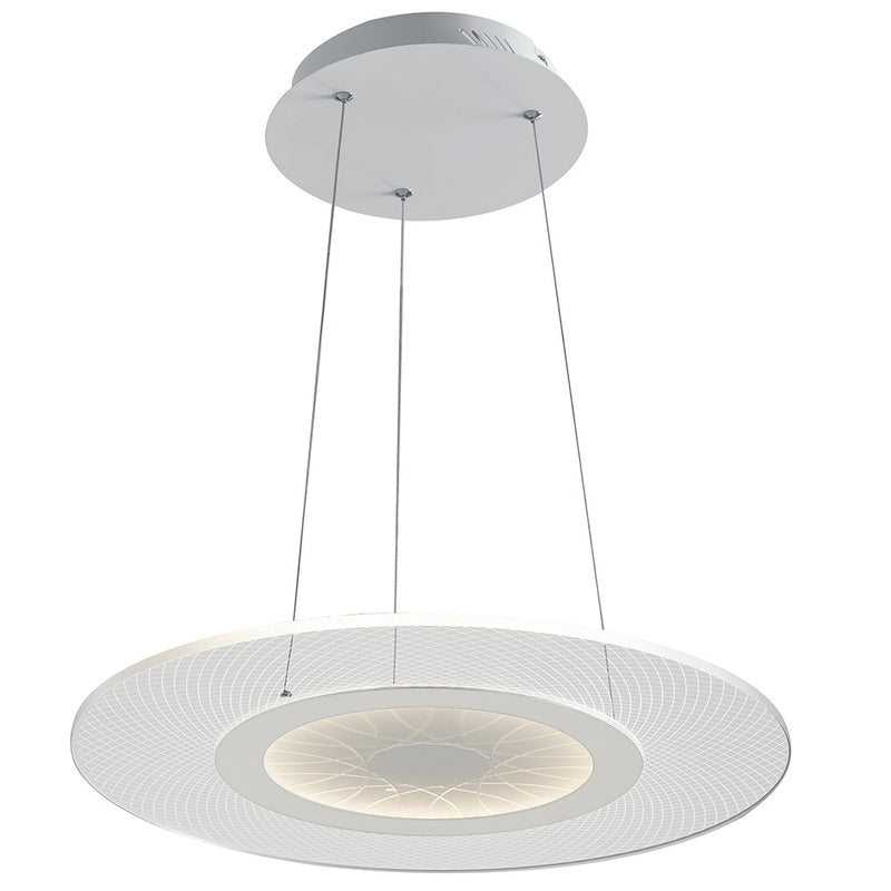 Lampadario sospeso Moderno Tondo Bianco Metallo Acrilico Led 34 watt Luce Naturale Ambiente LED-ETERNITY-S50-1