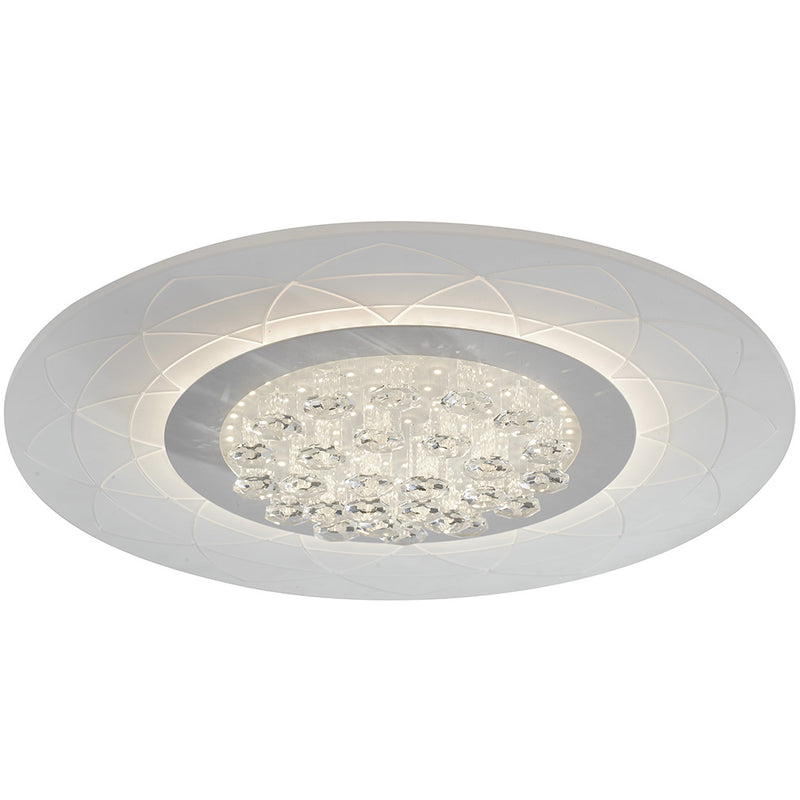 Plafoniera Tonda Bianca con Cristalli Metallo Acrilico Led 42 watt Luce Naturale Ambiente LED-HIMALAYA-PL50-1