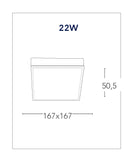 Plafoniera Alluminio Bianco Goffrato Quadrato Incasso Cartongesso Led 22 watt Luce Naturale Intec LED-KLIO-Q17-3