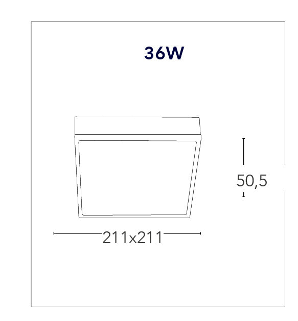 Plafoniera Quadrata Alluminio Bianco Soffitto Ribassato Led 36 watt Luce Naturale Intec LED-KLIO-Q21-2