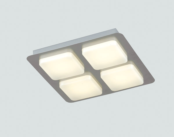 acquista Quadratische Deckenleuchte 4-flammig Acryl Metall Moderne LED Lampe 24 Watt Warmes Umgebungslicht LED-MADISON-Q4