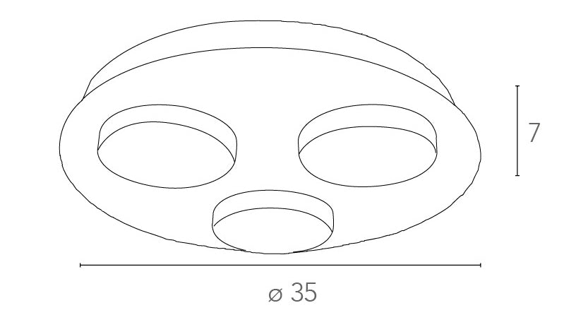 Plafoniera Tonda 3 luci Metallo Acrilico Lampada Moderna Led 18 watt Luce Calda Ambiente LED-MADISON-R3-3