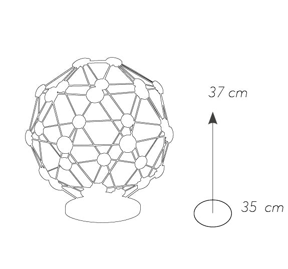 Lumetto Cromo Acciaio Lampada da Tavolo Sferica Led tondi 32 watt Luce Naturale Ambiente LED-MOLES-L35-4