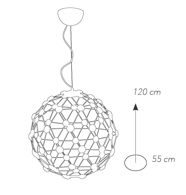 Lampadario sospeso Minimal Acciaio Cromato Sferico Led Tondi 60 watt Luce Naturale Ambiente LED-MOLES-S55-4