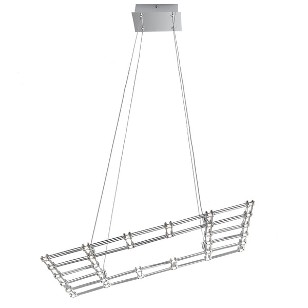 acquista Kronleuchter-Hängeleuchte, modern, quadratisch, verchromter Stahl, LED, 36 Watt, natürliches Umgebungslicht, LED-MOLES-SQ66