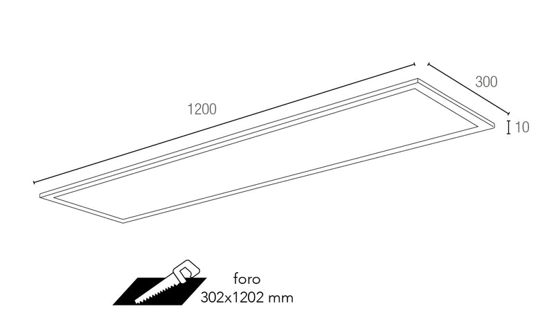 Incasso Cartongesso Rettangolare Bianco Alluminio Led 40 watt Luce Fredda Intec LED-PANEL-F-30X120-3