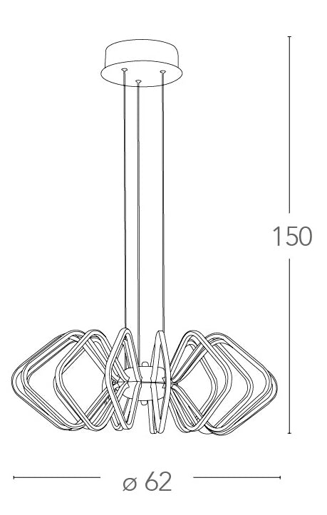 Lampadario Sospeso Bianco Alluminio Moderno Profilo Led 70 watt Luce Calda Ambiente LED-PRESLEY-S62-3