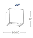 Applique Bianca Cubica Flusso Luce Regolabile Sopra e Sotto Led 4 watt Luce Calda Intec LED-W-ALFA/2W-3