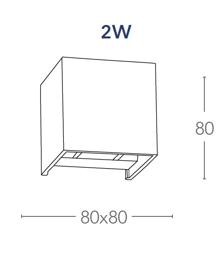 Applique Bianca Cubica Flusso Luce Regolabile Sopra e Sotto Led 4 watt Luce Calda Intec LED-W-ALFA/2W-3