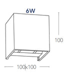 Applique Silver Cubica Emissione Luminosa Sopra Sotto Regolabile Led 6 watt Luce Calda Intec LED-W-ALFA/6W-3