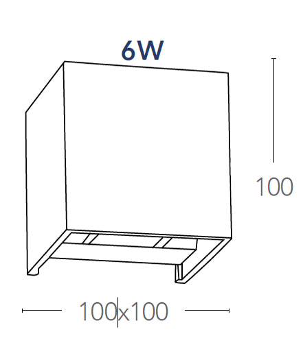 Applique Silver Cubica Emissione Luminosa Sopra Sotto Regolabile Led 6 watt Luce Calda Intec LED-W-ALFA/6W-3