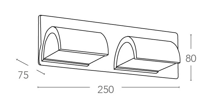 Applique Bagno 2 Luci Alluminio Cromo diffusori Arco Acrilico Led 6 watt 3500 kelvin Intec LED-W-RIGEL/6W-3