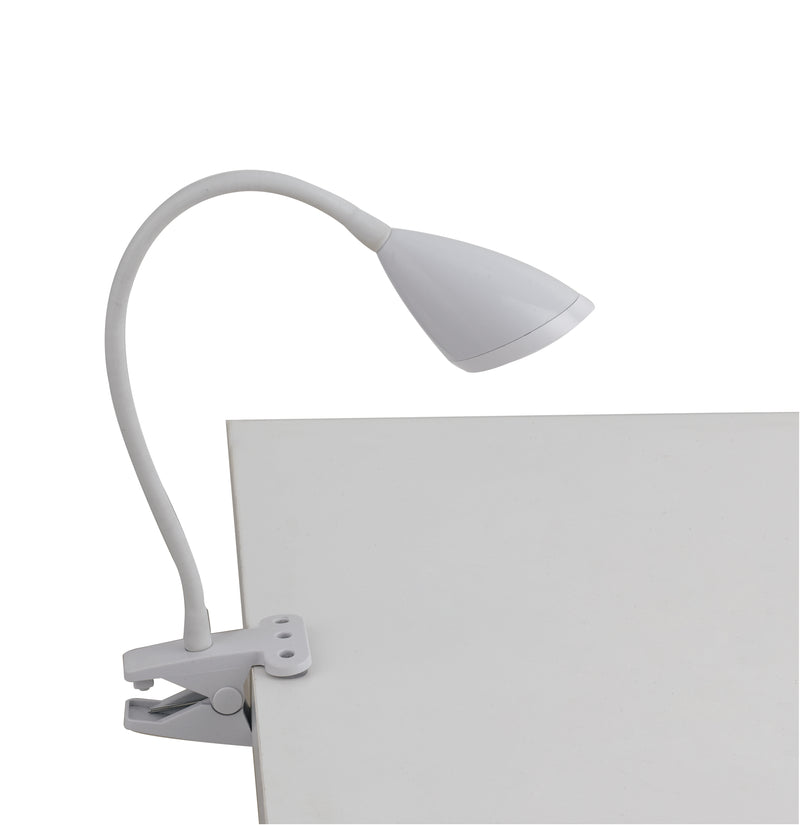 Lume per Scrivania con Pinza paralume Metallo Bianco Silicone Flessibile Led 3,2 watt Luce Naturale Ambiente LEDT-HEGEL-1