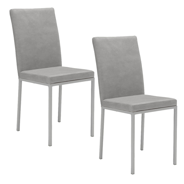 sconto Set 2 sedie Imbottite 42x54x93 cm in Tessuto Ranger   Licya Light Grey / Gambe Silver