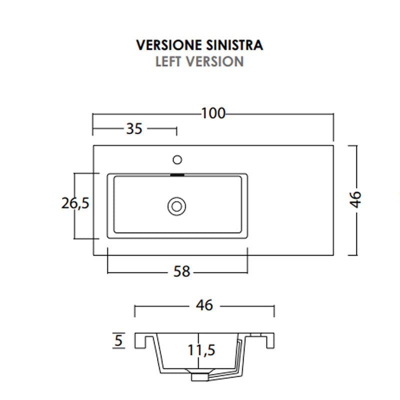 Mobile Bagno Sospeso 100 cm Lavabo e Specchio Bonussi Pegaso Bianco Larice-4