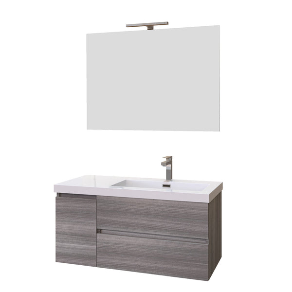 Hängender Badezimmerschrank 100 cm Bonussi Pegaso Grey Eucalyptus Waschbecken und Spiegel sconto